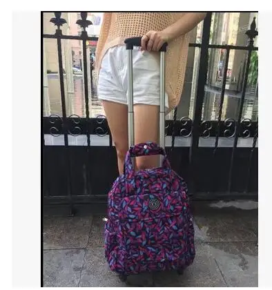 Women Travel Trolley Bags Woman travel luggage trolley Backpacks bags with wheels Oxford Rolling Wheeled Luggage Backpack bags