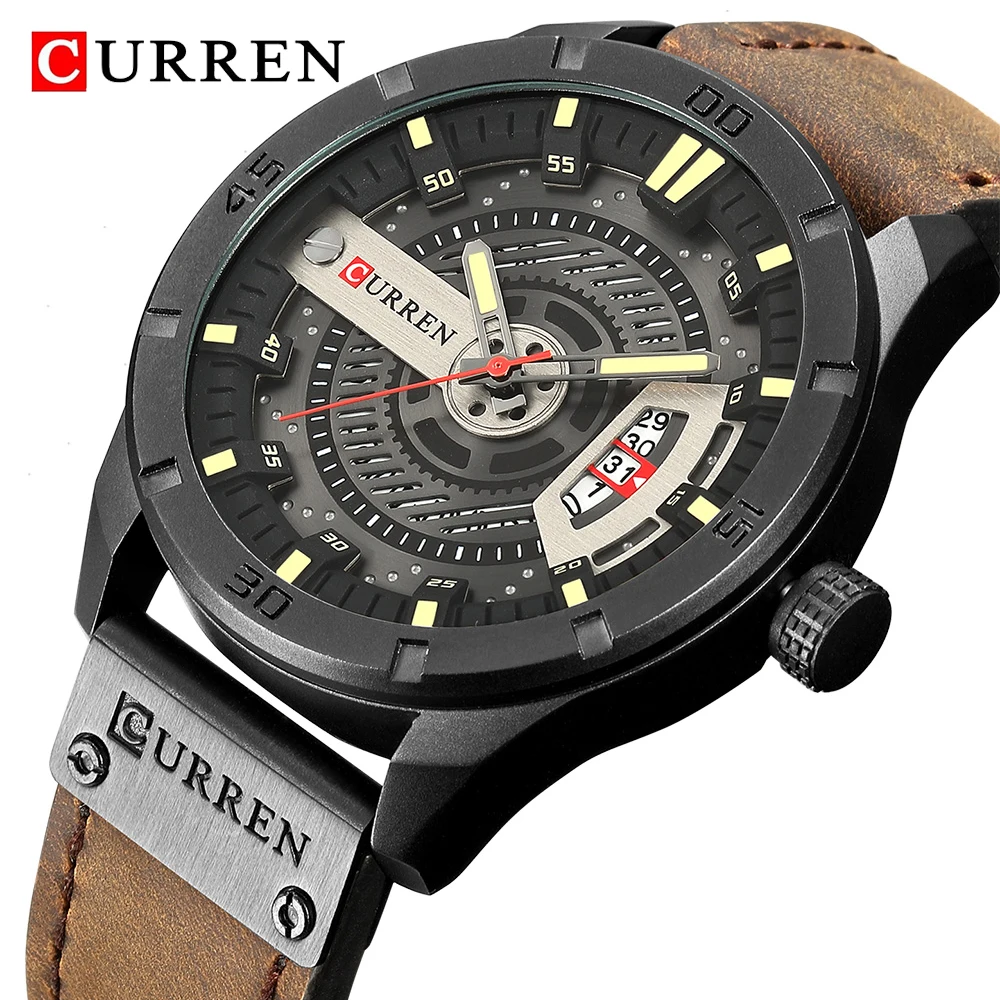 

CURREN Mens Watches Luxury Brand Waterproof Military Sports Men Watch Analog Quartz Clock Man Leather Quartz-watch Wristwatch