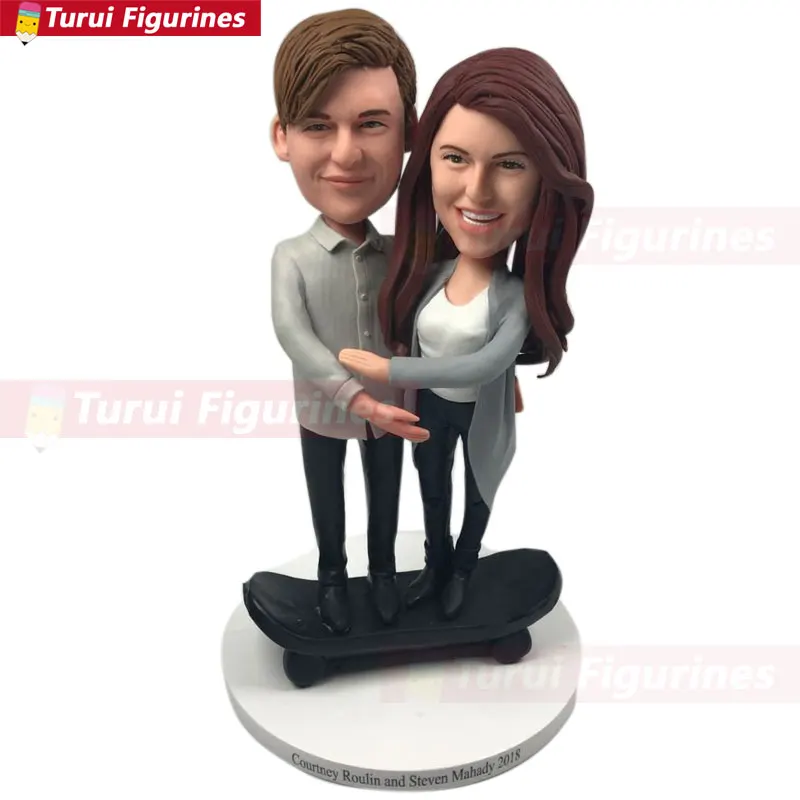 wedding cake topper real face figurine Resin clay home decoration dolls Anime action figure Toy polymer clay doll bride groom