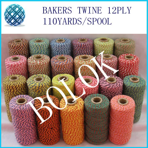 

( 500pcs/lot) Cotton Baker twine 110yards/spool,gift packing twine, colorful twine 55 color mixed wholesale