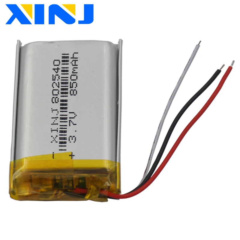 XINJ 3.7V 850mAh 802540 3 przewody termistor polimerowy LiPo Li bateria litowa na telefon z Bluetooth cyfrowy aparat rejestrator jazdy