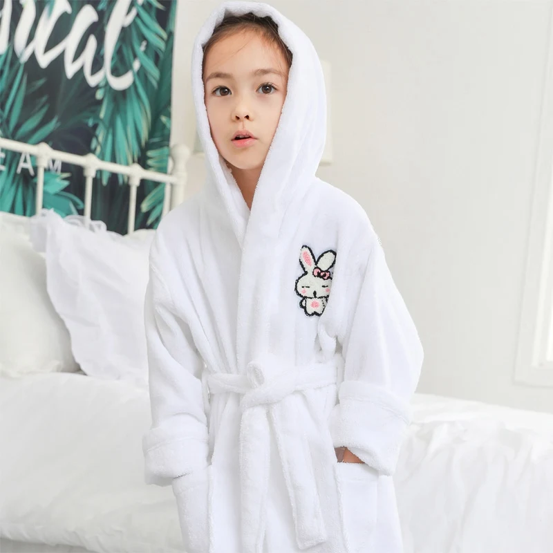 

Bathrobe Kids Hooded Terry Towel Fleece Swimming Home Bath Robes Warm Thick bathrobe cotton kid baby girl boy Pajamas Robes