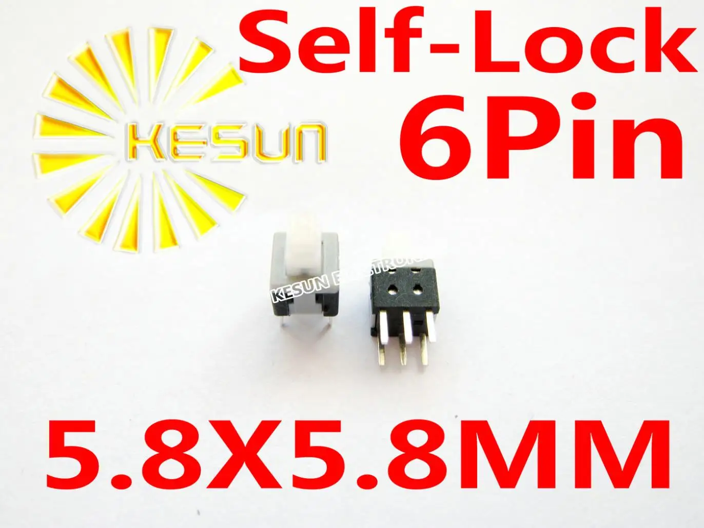 1000PCS 5.8X5.8mm 6Pin Push Tactile Power Micro Switch Self lock On/Off button Latching switch