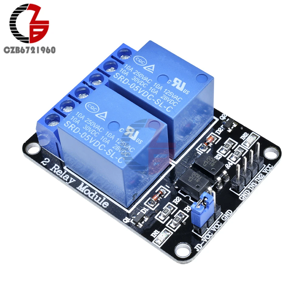 5V 2 Channel Relay Module Low Level Triggered 2-Way 2CH Relay Module with Optocoupler Expansion for Arduino ARM PIC AVR DSP