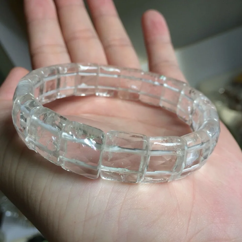 White Rock Quartz/ Crystal Stone Beads Bracelet Natural Gemstone Jewely Bangle For Women For Gift Wholesale
