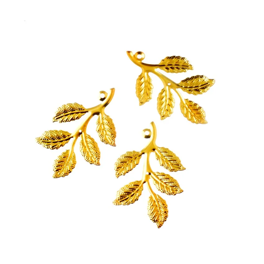 Free shipping 20Pcs Leaf Filigree Wraps Connectors Metal Crafts Gift Decoration DIY 32x50mm