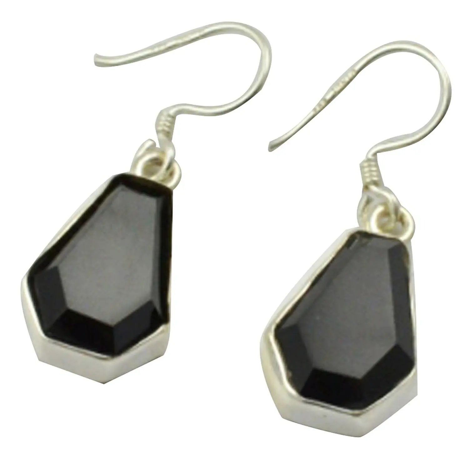 

Lovegem Genuine Black Cut Stone EARRINGS 925 Sterling Silver, 31.3mm, AE2165