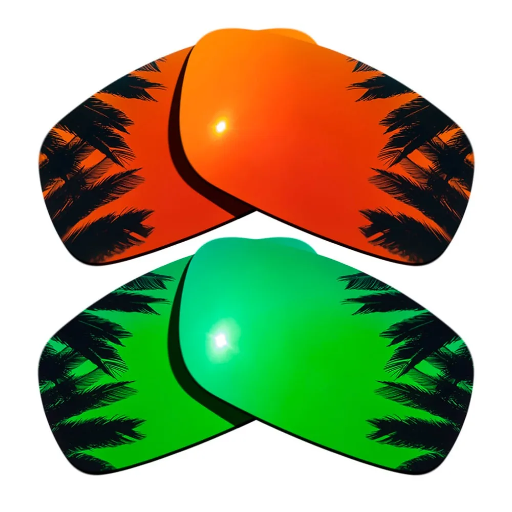 

(Green Mirrored+Orange Red Mirrored Coating)2-Pairs Polarized Replacement Lenses for Crankshaft 100% UVA & UVB Protection