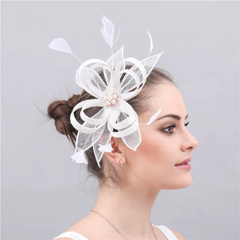 

Fashion White Sinamay Material Millinery Fascinator Headpiece T-platform Hair Accessories Gril Red Party Hat Suit for All Season