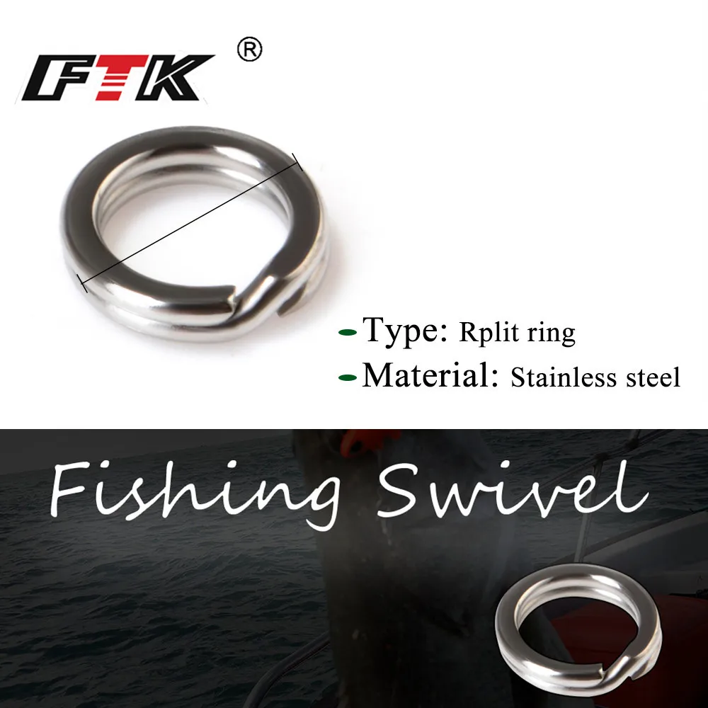 FTK Stainless Steel Hyper Strong Double Split Rings Connectors 5pcs/10pcs Size1#-6#  Ring Fishing Hook Lure Loops Fishing