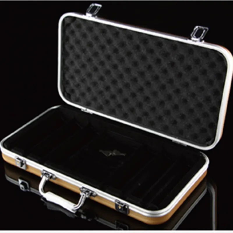 Hot Wholesale retail professional ABS chip boxes 300 codes yards chips poker coin carrying case champagne suitcase light stable