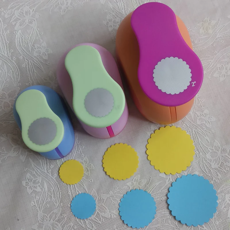 7cm 5cm 3.8cm 2.5cm wave circle shape craft punch set manual DIY hole punches cortador de scrapbook Circle punch