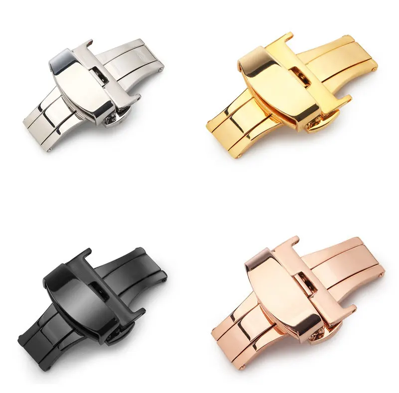 Edelstahl-Uhrenverschluss Doppel-Druck-Schmetterlingsverschluss 18mm 20mm 22mm 24mm 14/16mm Uhrenzubehör UTHAI – Detail 1
