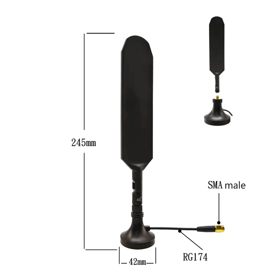 1pc 4G Medium Sized Sucker Antenna Flat Shape 5dbi Sma Male Modem External Aerial New Wholesale