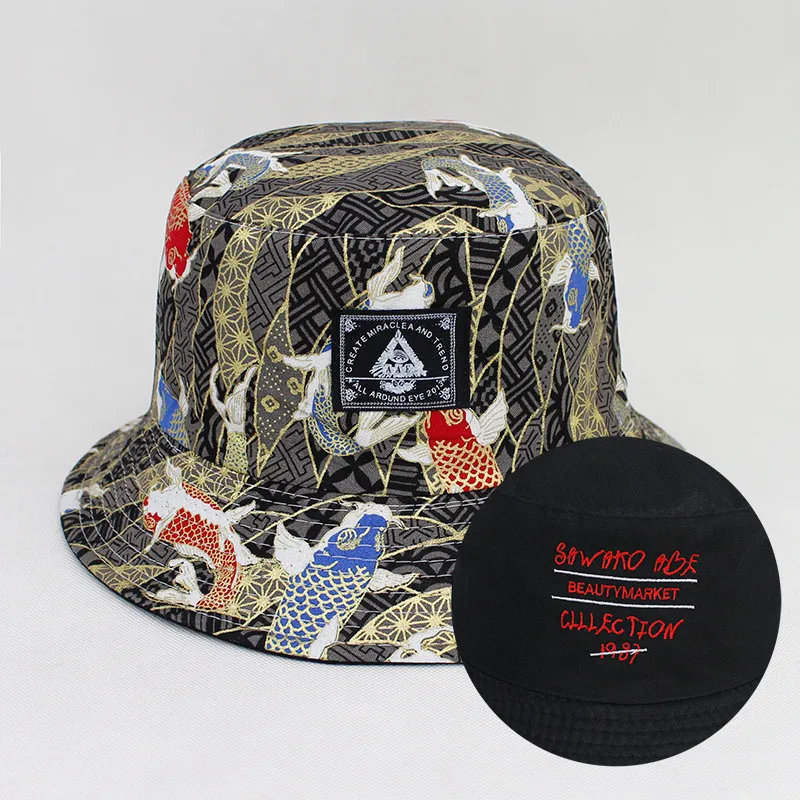 2021 Four Seasons Cotton Print Bucket Hat Fisherman Hat Outdoor Travel Sun Cap for Men and Women 174