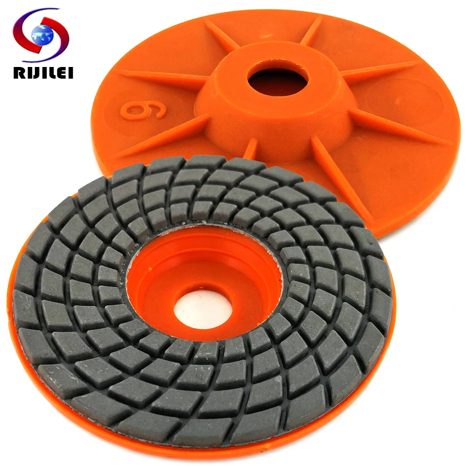 Rijilei Peças Conjunto 100 mm Almofada de Polimento Diamante Polegada Molhado Flexível Granito Polimento Almofadas Piso Concreto Mármore Moagem Discos Zj06