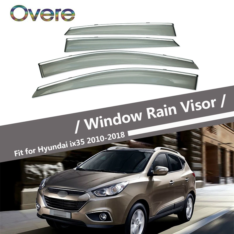 

OVERE NEW 1Set Smoke Window Rain Visor For Hyundai IX35/Tucson 2010 2011 2012 2013 2014 2015 2016 2017 2018 Guard Accessories