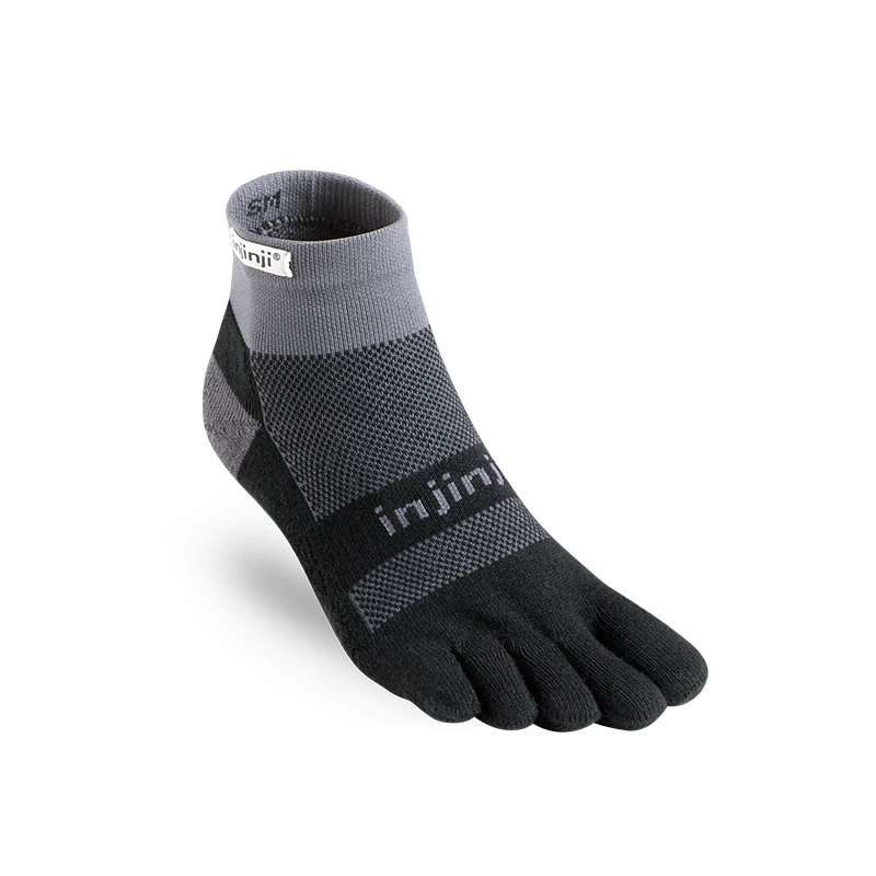 INJINJI Five-finger Cycling Socks MidWeight Mini-Crew Running Marathon Sweat-absorbent Coolmax Breathable Warm Toe Heated Mens