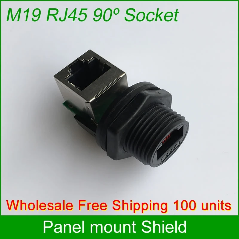 Free Shipping Wholesale 100 units RJ45 Panel Mount waterproof 90 degree Connector joint Outdoor AP socket Gigabit Straight head