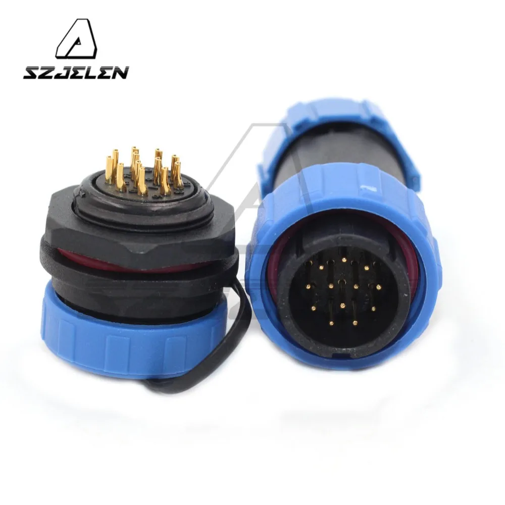 SP21  Plug 12pin Socket LED Waterproof Power Cable IP68 Connector  5A