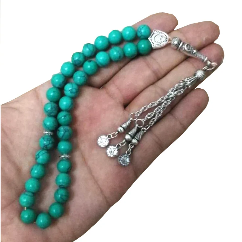 Man's Tasbih Green stone prayer beads misbaha Professional rosary Men's Bracelets