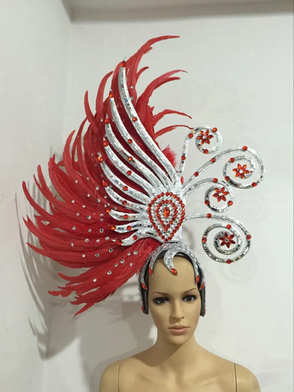 brown white pink white red feather headdress women samba party stage show feather carnival headdress for women