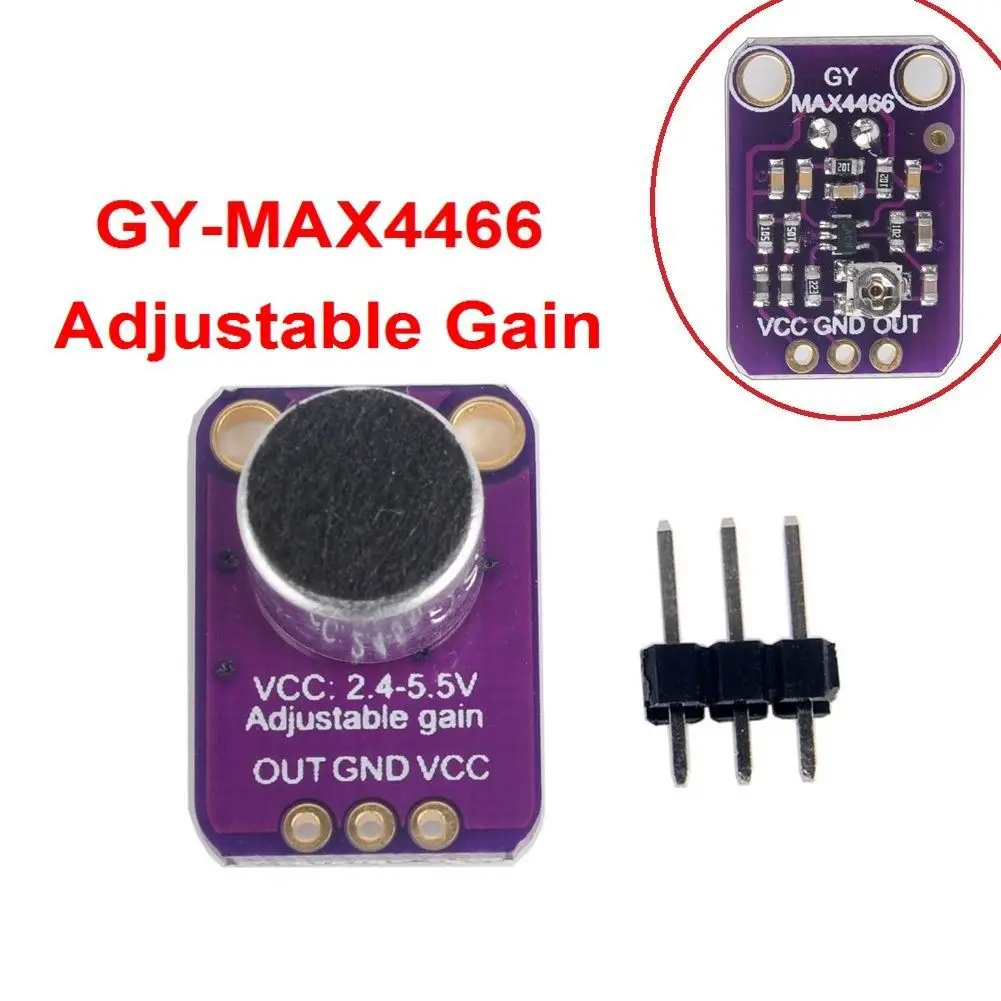 GY-MAX4466 MAX4466 Electret Microphone Amplifier Module Adjustable Gain OUT GND Amplifier Board 2.4-5V DC For Arduino