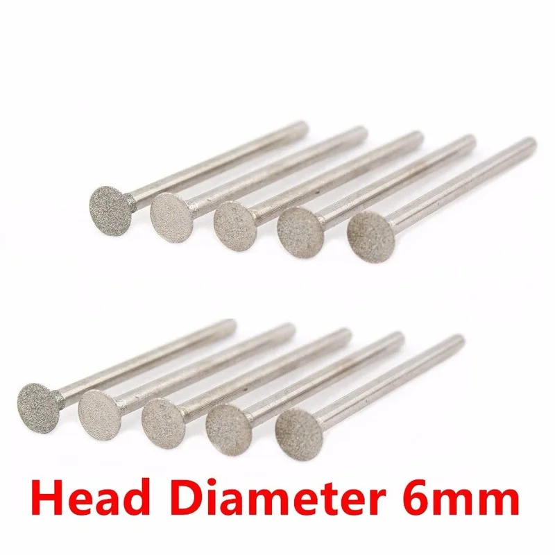 10 Chiếc 1-8Mm Siêu Mỏng T Kim Cương Đầu Mài Xoay Bit Burrs Gắn Điểm ILOVETOOL