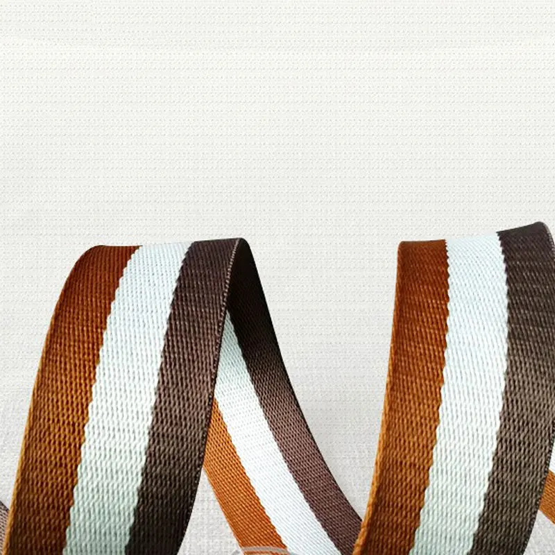 

10 M/lot 2" wide 38mm 25mm 1" webbing Coffee White Brown Cotton webbing striped polyester cotton ribbon twill bag Backpack belt