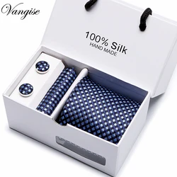 Conjunto de corbatas de seda 100% para hombre, corbatas Extra largas de tamaño 145cm x 7,5 cm, azul marino, tejido Jacquard de seda Paisley, traje para fiesta de boda