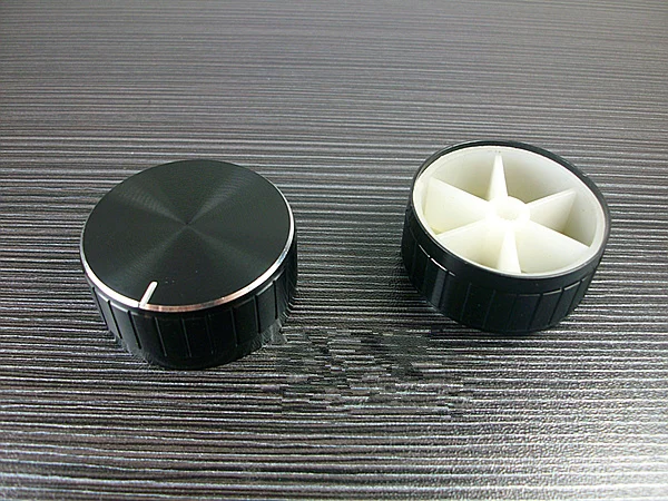 Schnelles Freies Schiff 10PCS Rotary knob Schwarz 40MM * 16,5 MM Volumen Knopf Potentiometer knopf Aluminium Shell