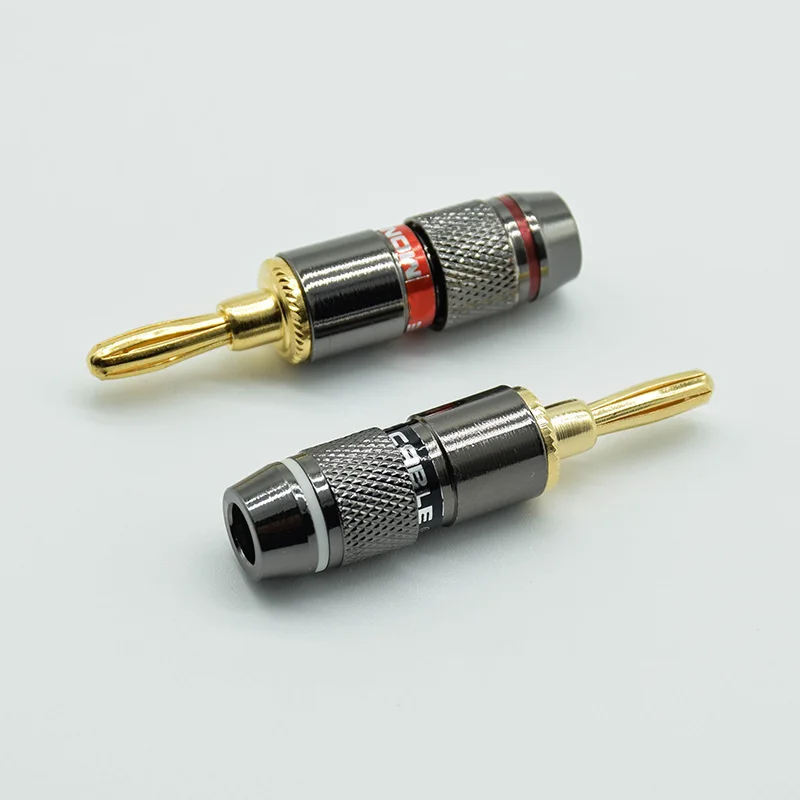 2PCS/1pair red black 24K Gold Plated Pure Copper Zinc Alloy Monster Banana Plug Connector Audio Power Speaker Plugs Connector