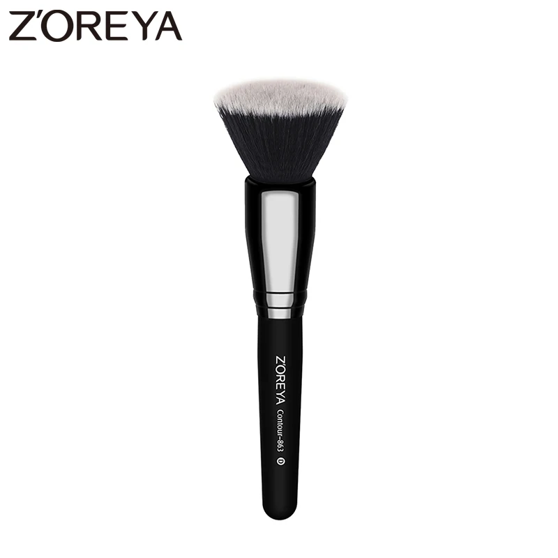 Zoreya Brand Super quality 1pcs Professional Flat Nylon Contour Brush Face Blending Blusher Makeup Brushes