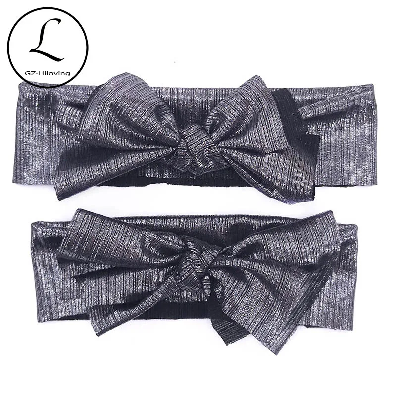 2019 Newborn Baby Boys Girls Silver Metallic Knot Bow Headbands Cute Kids childs Toddler Hair bands Accessories New Born Gifts