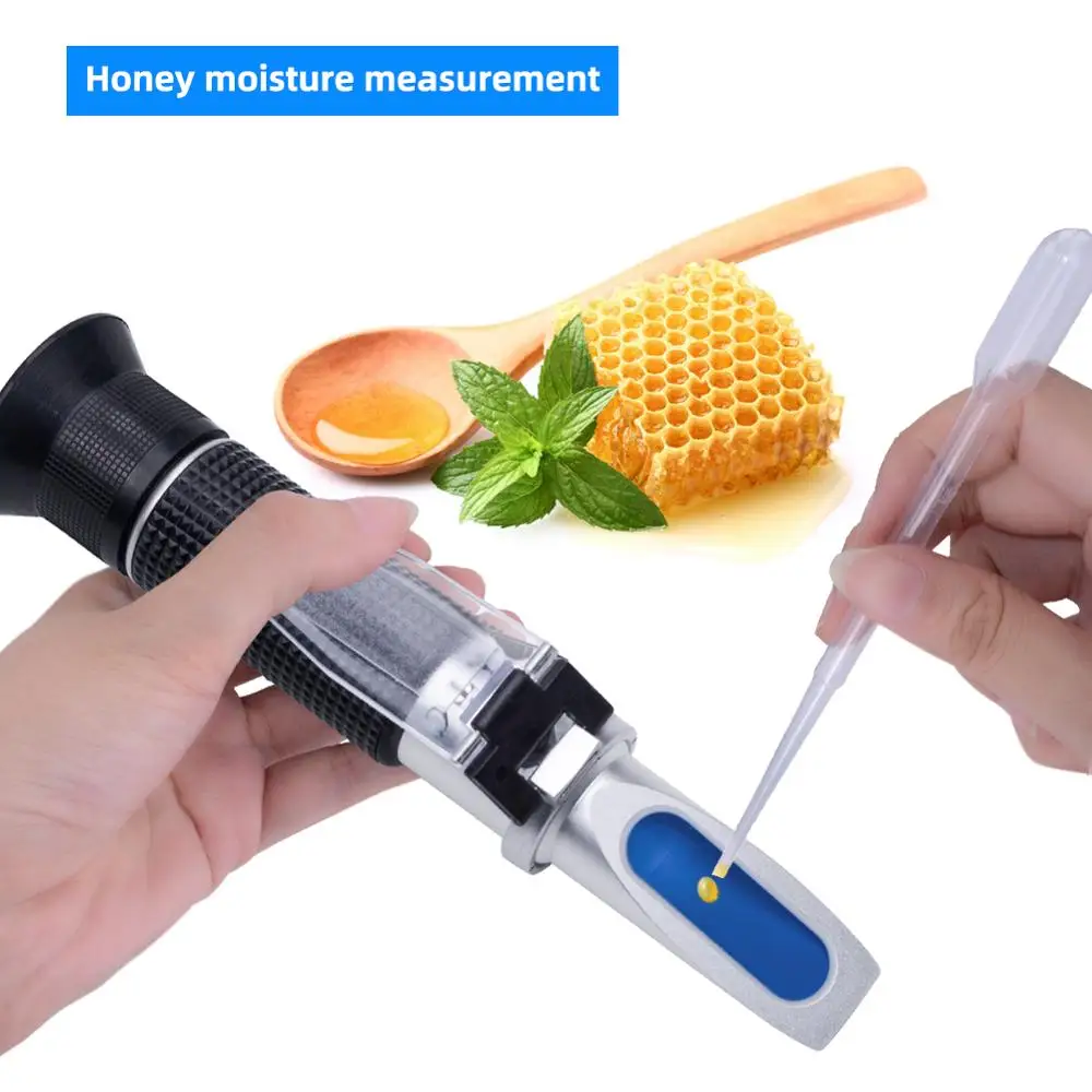 Handheld Honey Moisture Refractometer Tester Portable Brix Meter 10-30% with ATC