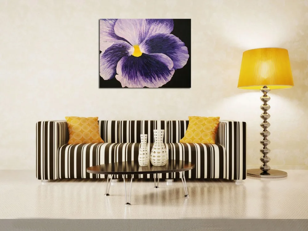 Top Artist Hand Painted Beautiful Flower Series Violet Oil Painting on Canvas Decorative Home Hotel Wall Artwork Oil Painting