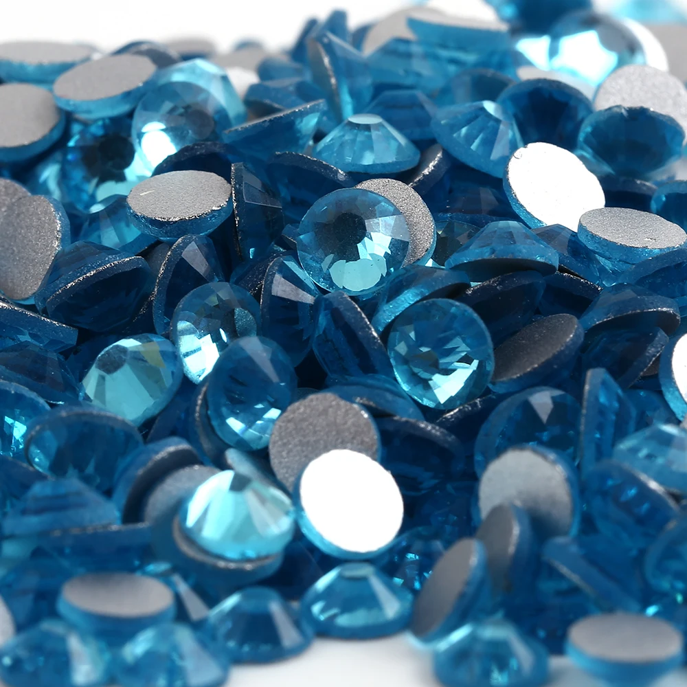 

1440pcs/bag Smallest ss2(1.2mm) Aquamarine Color Crystal Flat Back ( Nail Art ) Non Hot Fix Glue on Glass Rhinestones