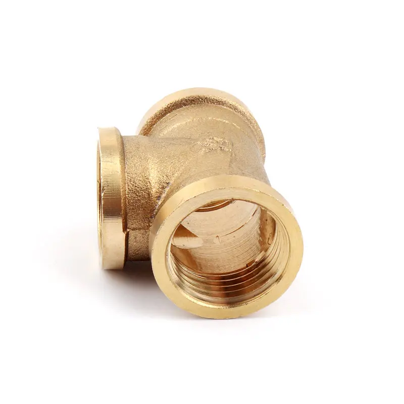 1pc 1/2 Inch Female Thread Brass Tee Connector Green Thumb Metal Connector Water Pipe Brass 3 Way Adapter