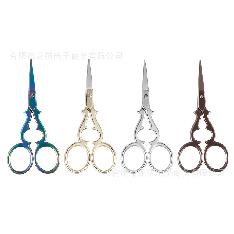 50pcs lot Cucurbit scissors for eyebrow trimming and Cosmetology Europe style vintage scisssors 4 color option  mini scissors