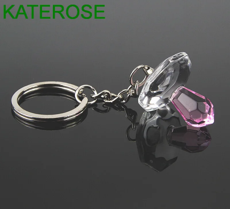 12PCS Choice Crystal Collection Pink Pacifier Keychain Baby Shower Favors Birthday Party Giveaway Gift