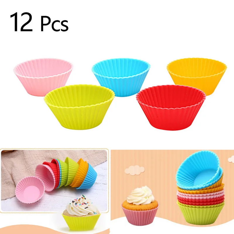 12pc/set Mini Muffin Silicone Soap Cookies Cupcake Bakeware Pan Tray Mould Stampo Silicone Cake Decorating Tools Mold