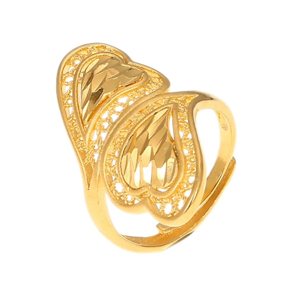 Health Brass Material Adjustable Size Wedding Gold Color Ring for Women Ethiopian Somali Kuwait Fashion Rings