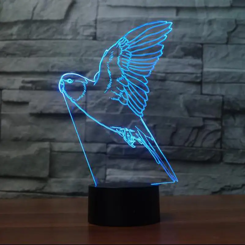 

7 цветов Chang пульт дистанционного управления Usb 3d ночник птица Creativ 3d свет Luminaria De Mesa Usb Светодиодная лампа