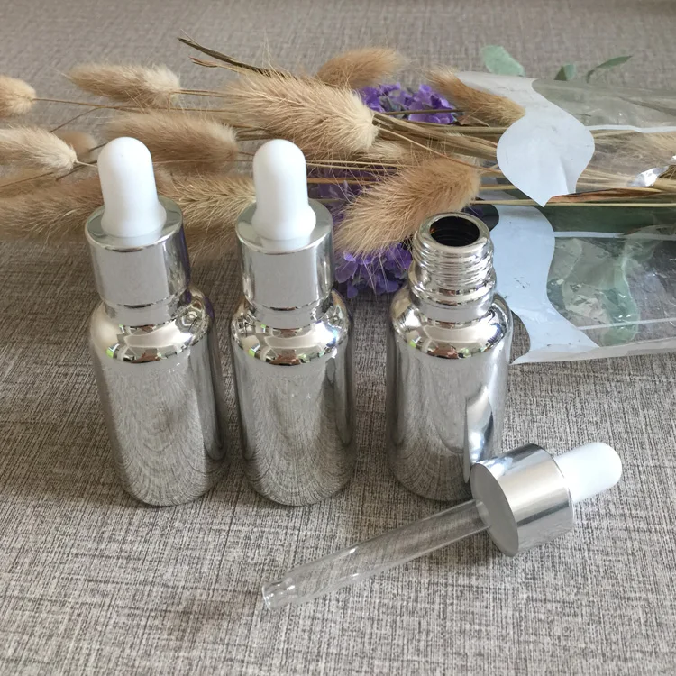 Heißer verkauf luxus 100 stücke leere 15 ml silber glas ätherisches öl flasche mit pipette, kaufen 15 ml glas tropf flaschen für parfüm