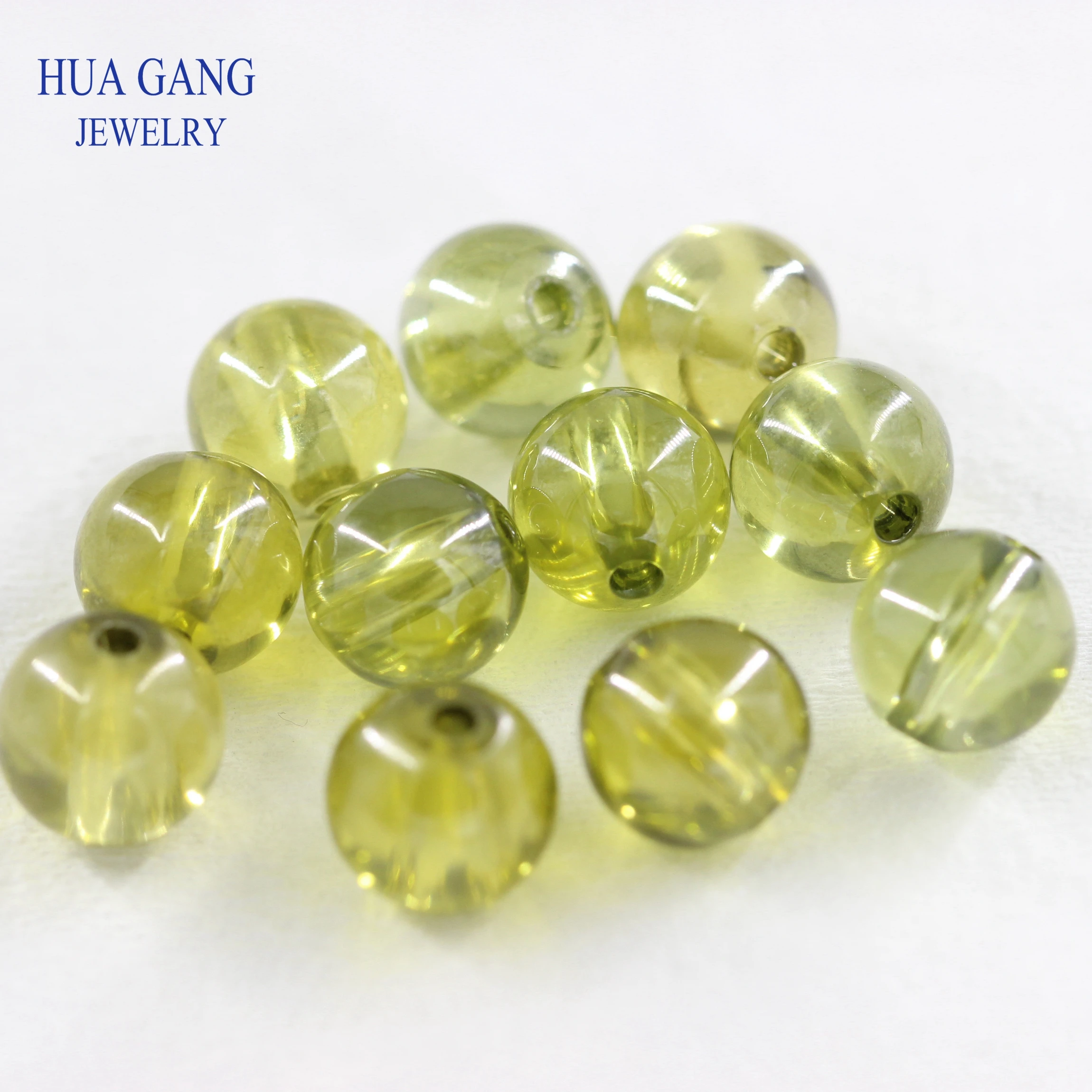 Peridot Foro Rotondo Perle di Zirconia Cubica Taglio Cabochon Gemme Sintetiche Per DIY Del Braccialetto Della Collana Per Monili Che Fanno Accessori