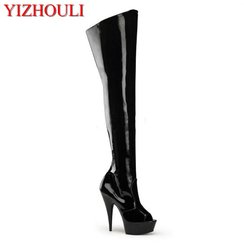 

sexy fish mouth 15 cm high heels with knee-high boots appeal conical with knee-high boots , pole dancing