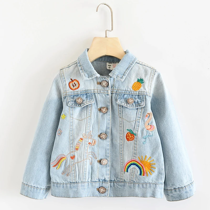 Fashion Unicorn Embroidery Girls Denim Coats Kids Outerwear Jackets Boys Spring Autumn Jackets For Children's Coat