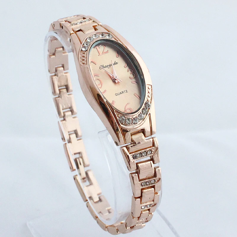 Hot Popular Casual Lady Women\'s Fashion Watches Girl Rose Gold Stainless Steel Watch Bracelet Luxury Dress Quartz Wristwatch O80