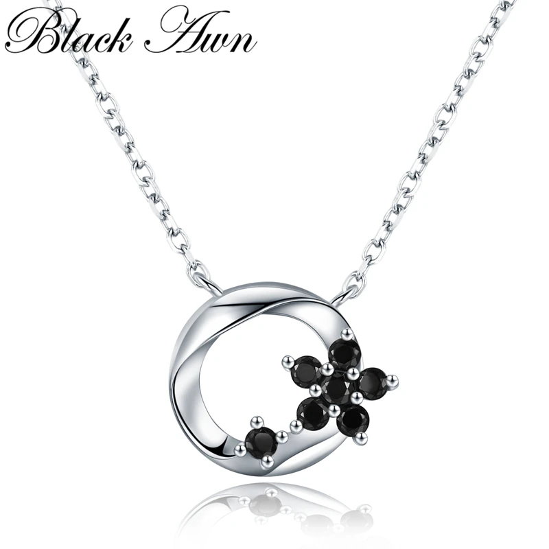 BLACK AWN Hot Sale Silver Color Flower Pendant Necklace Women Sterling Silver Jewelry K036