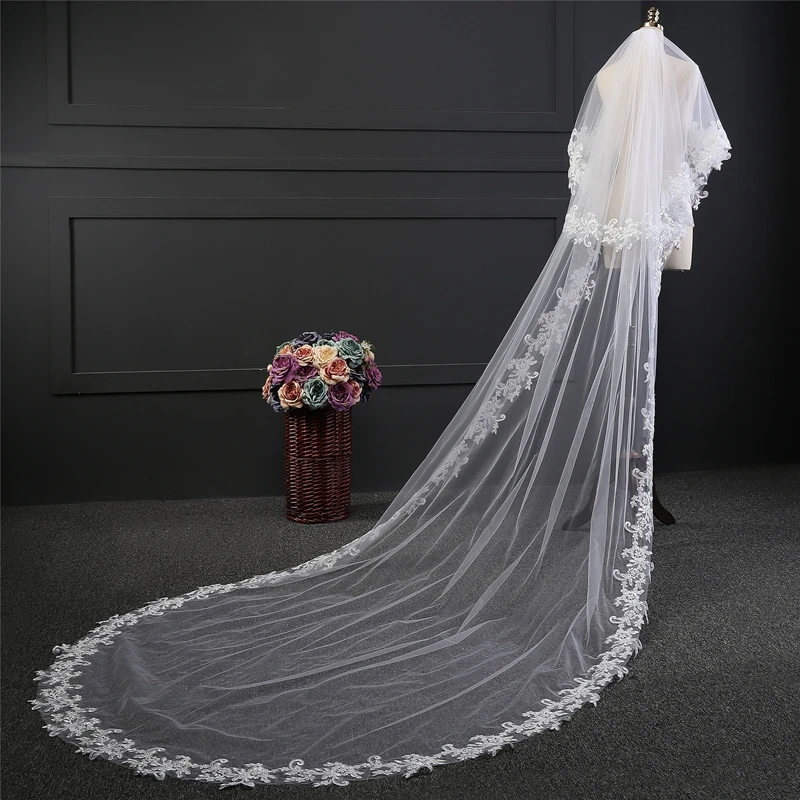 New Arrival 3 Meter Bridal veil boda sluier wedding accessories Wedding veil edding veil with comb lada granta accessories